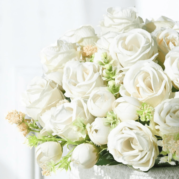 2 Pack White Artificial Rose Bouquets