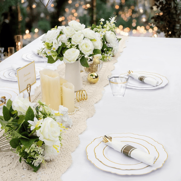 2 Pack White Artificial Rose Bouquets