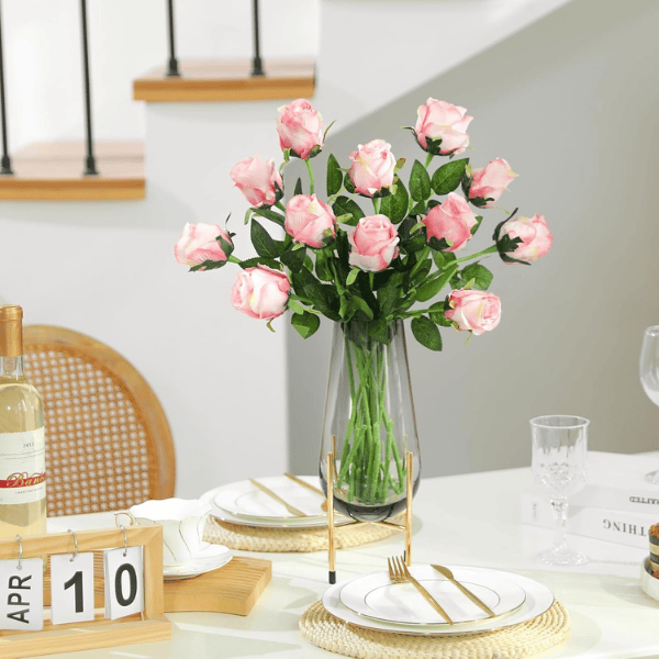 12Pcs Light Pink Artificial Roses