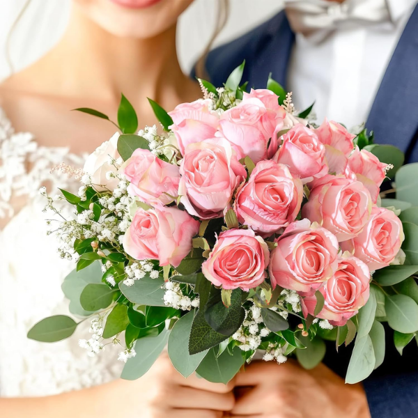 12Pcs Light Pink Artificial Roses