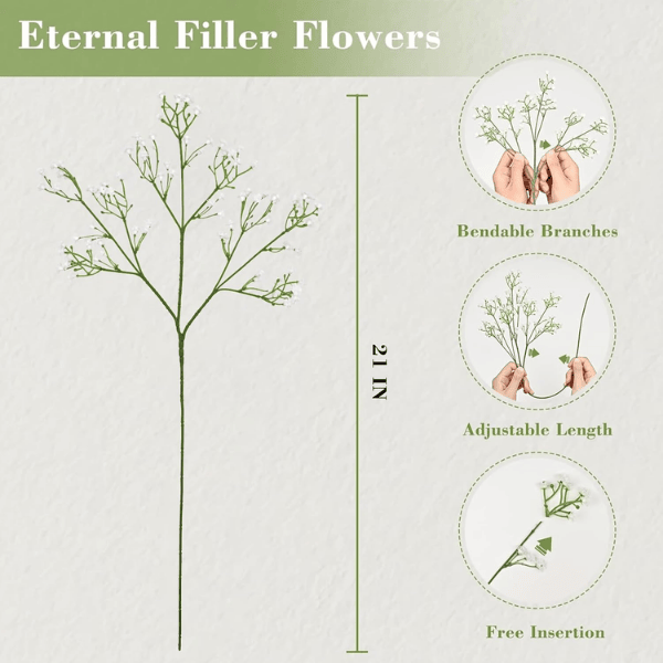 6pcs White Baby's Breath Artificial Flowers