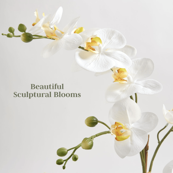 24" Faux Orchid Plant with Succulents in Grey Planter