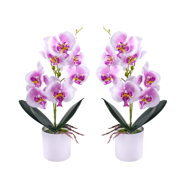 2pcs Artificial Purple Orchid Flowers