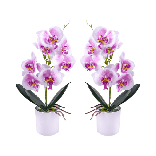 2pcs Artificial Purple Orchid Flowers