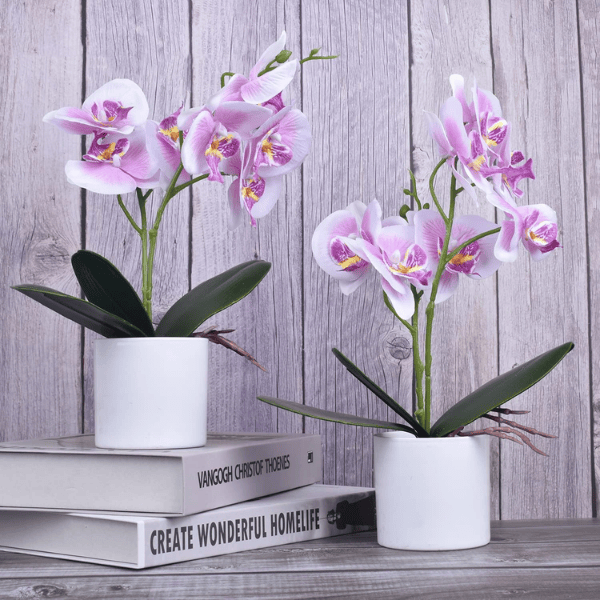 2pcs Artificial Purple Orchid Flowers