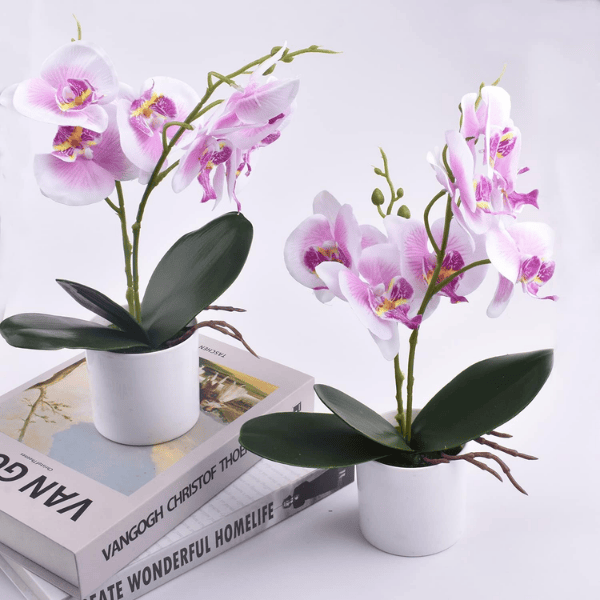 2pcs Artificial Purple Orchid Flowers