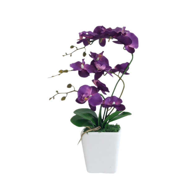 15" Dark Purple Artificial Silk Orchid Flower