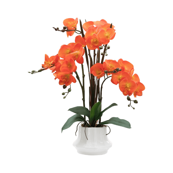 20.9" Orange Real Touch Artificial Orchid Flowers