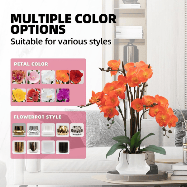 20.9" Orange Real Touch Artificial Orchid Flowers