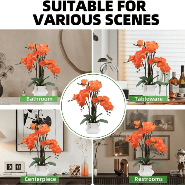 20.9" Orange Real Touch Artificial Orchid Flowers