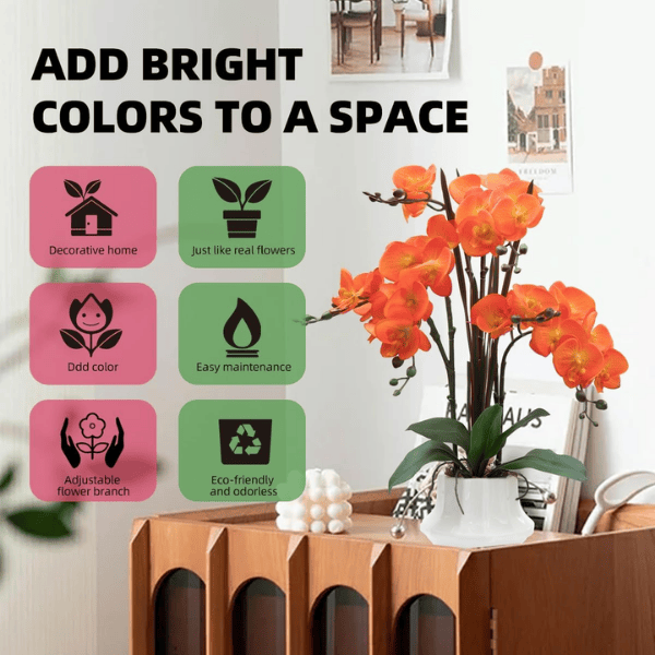 20.9" Orange Real Touch Artificial Orchid Flowers