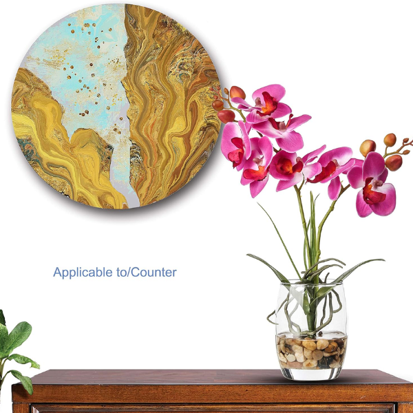 Purple Artificial Orchid in Glass Vase for Home Decor