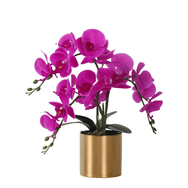 Artificial Orchid Flower with Gold Vase
