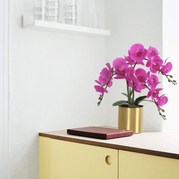 Artificial Orchid Flower with Gold Vase