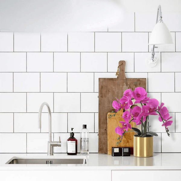 Artificial Orchid Flower with Gold Vase