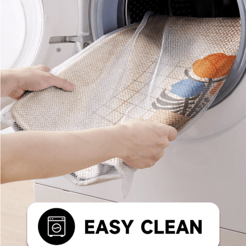 Floral Print Doormat - Non-Slip, Machine Washable Entryway Rug - 100% Polyester