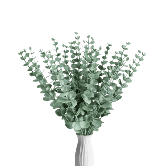 24pcs Artificial Eucalyptus Stems – Faux Greenery Branches for Wedding & Home