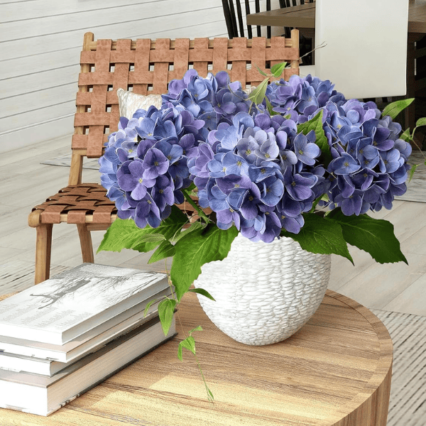 4Pcs Violet Blue Artificial Hydrangea Flowers