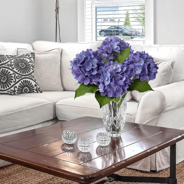 4Pcs Violet Blue Artificial Hydrangea Flowers