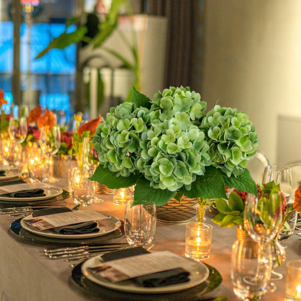 4Pcs Green Artificial Hydrangea Flowers