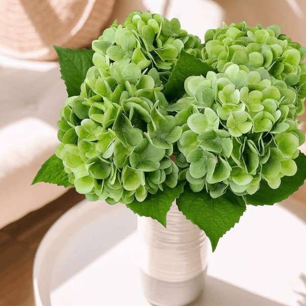 4Pcs Green Artificial Hydrangea Flowers