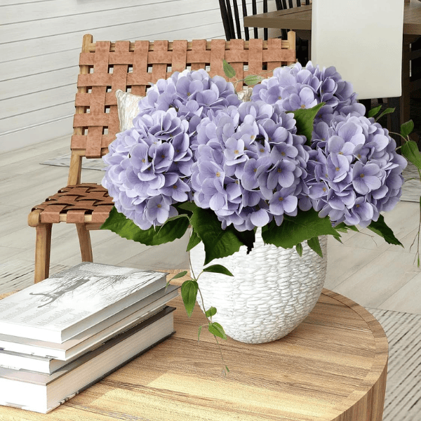 4Pcs Pale Purple Artificial Hydrangea Flowers