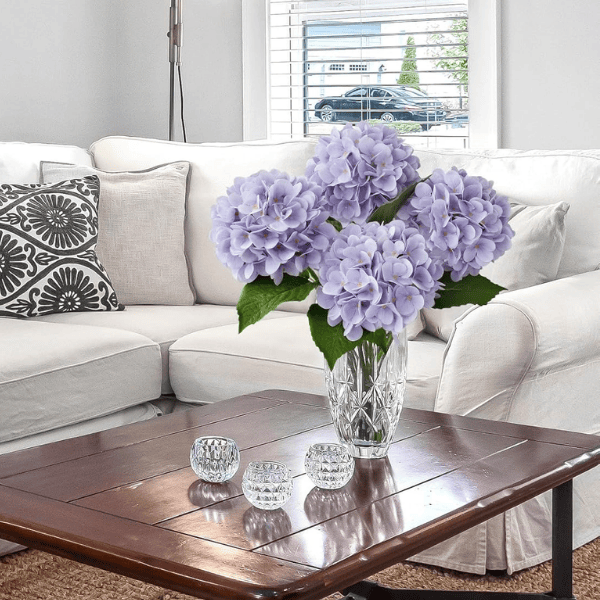 4Pcs Pale Purple Artificial Hydrangea Flowers