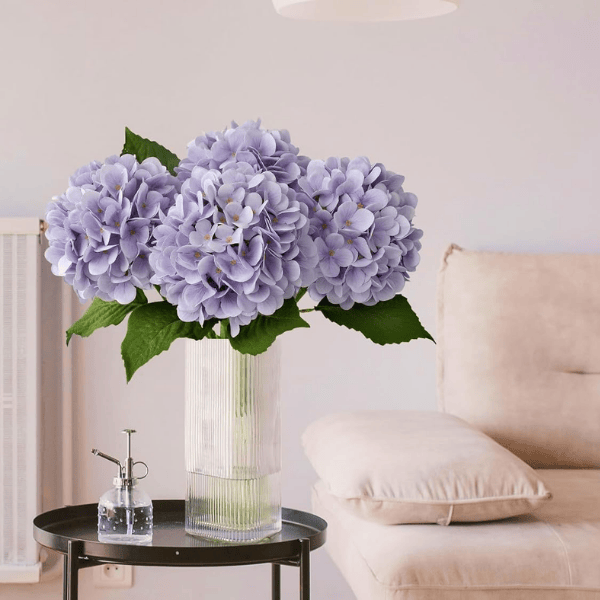 4Pcs Pale Purple Artificial Hydrangea Flowers
