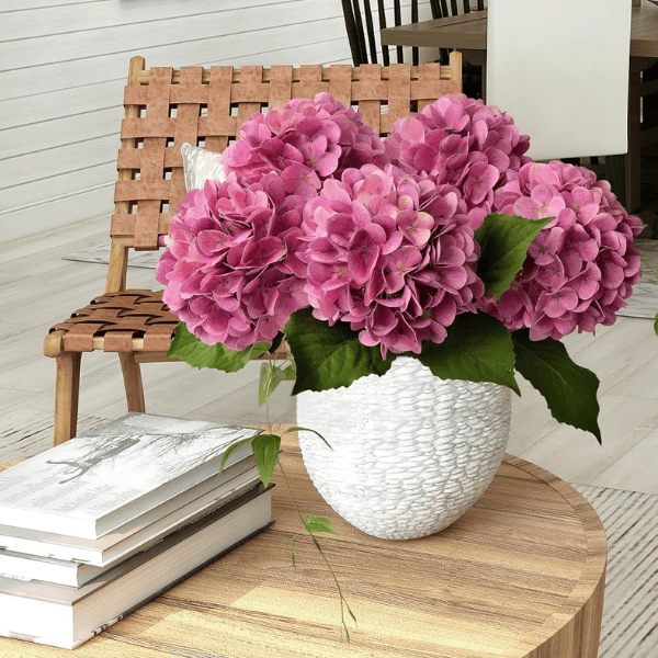 4Pcs Magenta Artificial Hydrangea Flowers