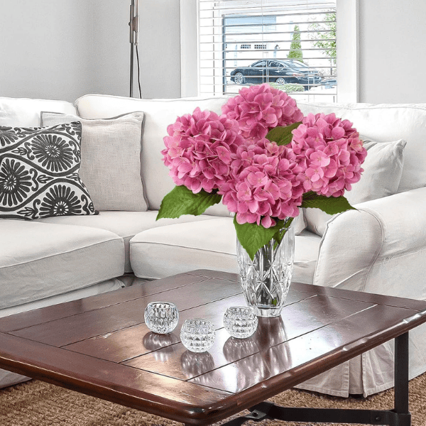 4Pcs Magenta Artificial Hydrangea Flowers