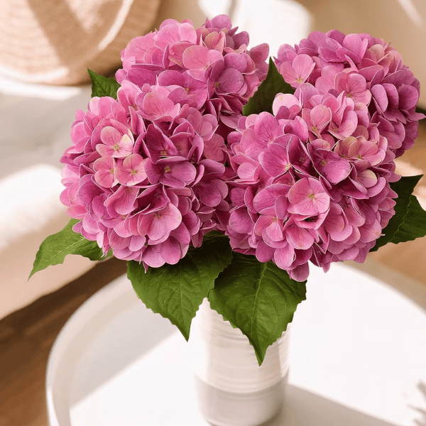 4Pcs Magenta Artificial Hydrangea Flowers