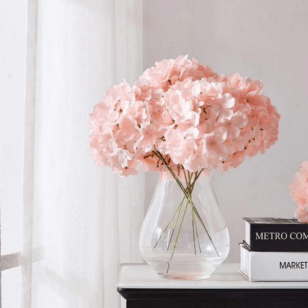 10Pcs Blush Silk Artificial Hydrangea Flowers