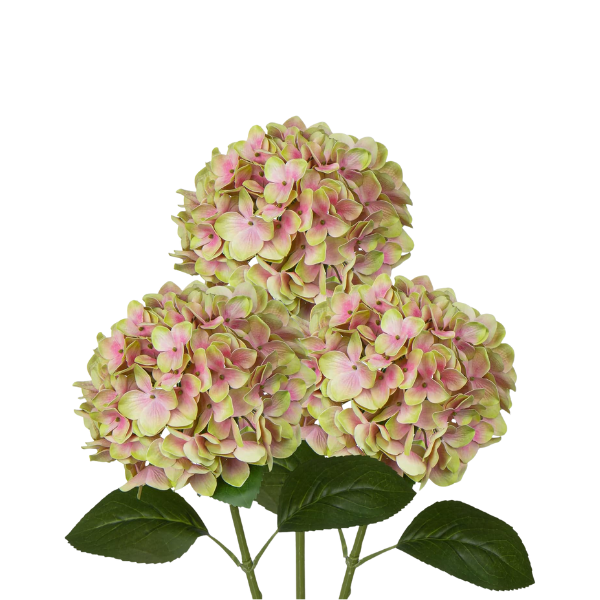 3Pcs Green Pink Artificial Hydrangea Flowers