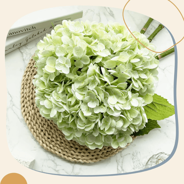 5Pcs Light Green Artificial Hydrangea Flowers
