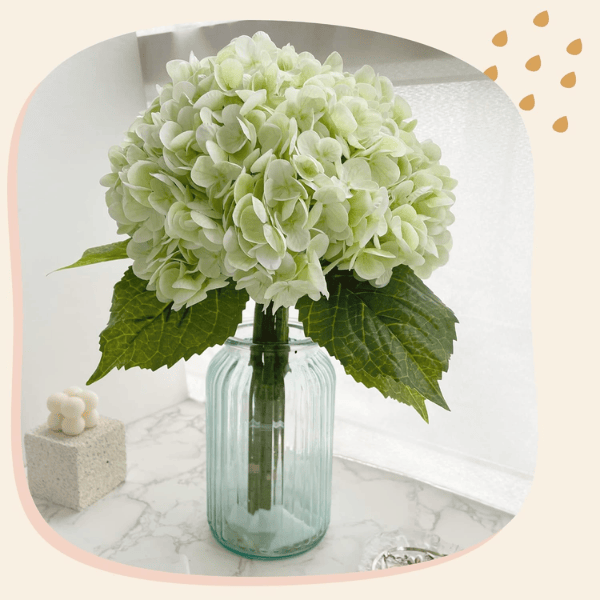 5Pcs Light Green Artificial Hydrangea Flowers