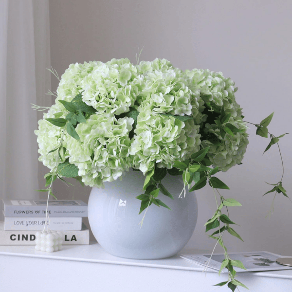 4Pcs Green Artificial Hydrangea Flowers
