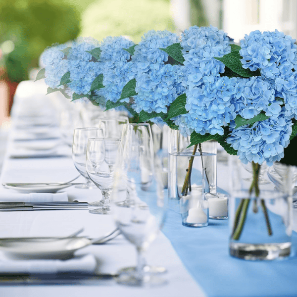 6Pcs Blue Artificial Hydrangea Flowers