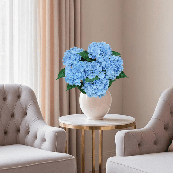 6Pcs Blue Artificial Hydrangea Flowers