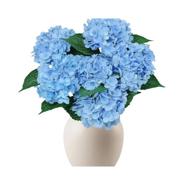 6Pcs Blue Artificial Hydrangea Flowers