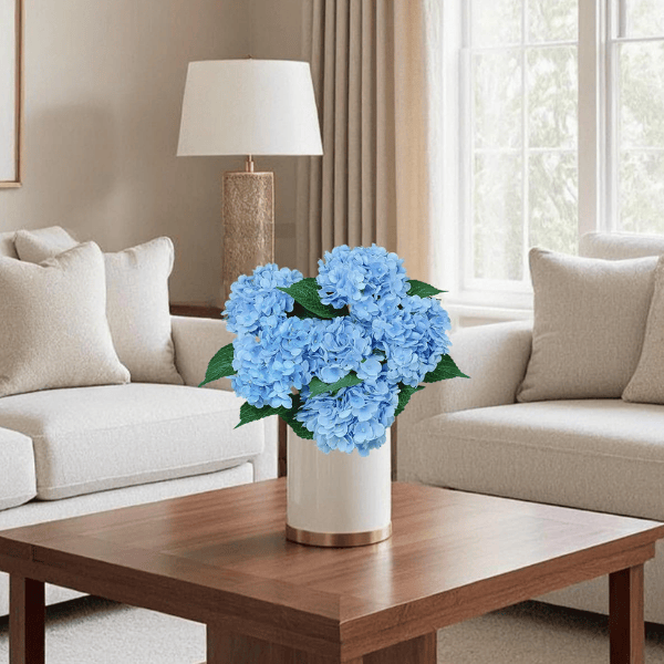 6Pcs Blue Artificial Hydrangea Flowers
