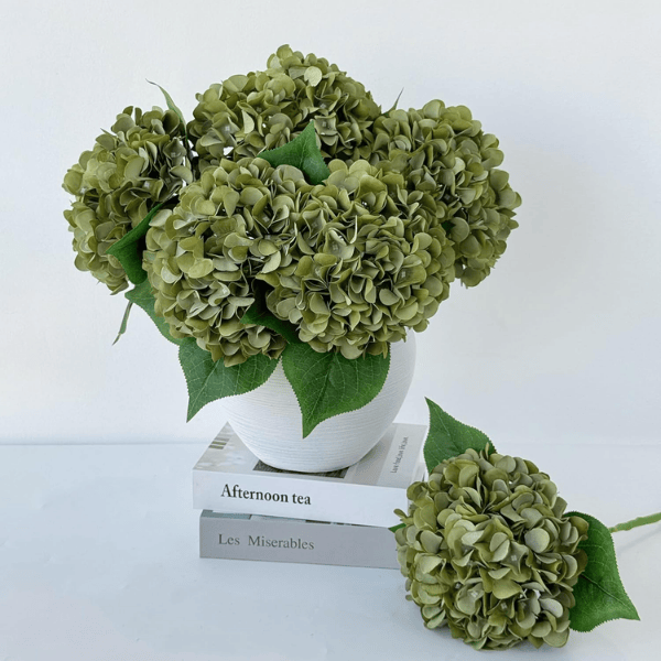 5Pcs Green Artificial Hydrangea Flowers
