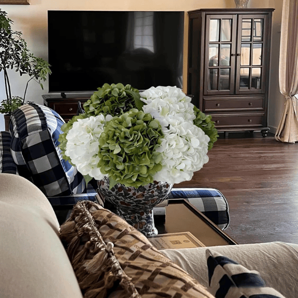 5Pcs Green Artificial Hydrangea Flowers