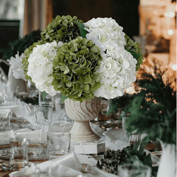 5Pcs Green Artificial Hydrangea Flowers